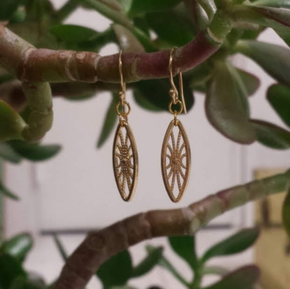 Gold Dipped Sunburst Earrings - Picture 3 of 4